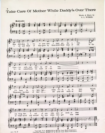 Music, Sheet - Take Care of Mother While Daddy's Over There