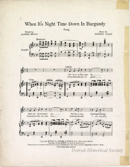 Music, Sheet - When It's Night Time Down in Burgundy