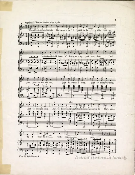 Music, Sheet - When It's Night Time Down in Burgundy