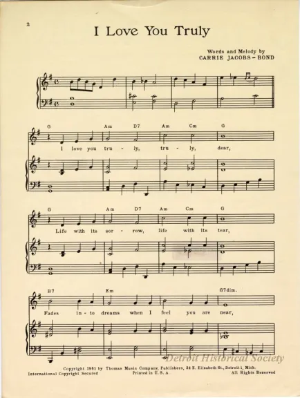 Music, Sheet - I Love You Truly