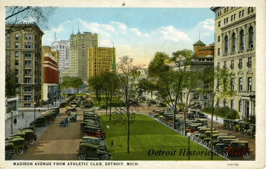 Postcard - Madison Avenue from Athletic Club, Detroit, Mich