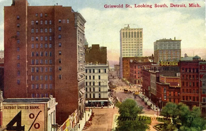 Postcard - Griswold St., Looking South, Detroit, Mich.