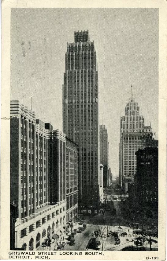 Postcard - Griswald Street Looking South, Detroit, Mich.