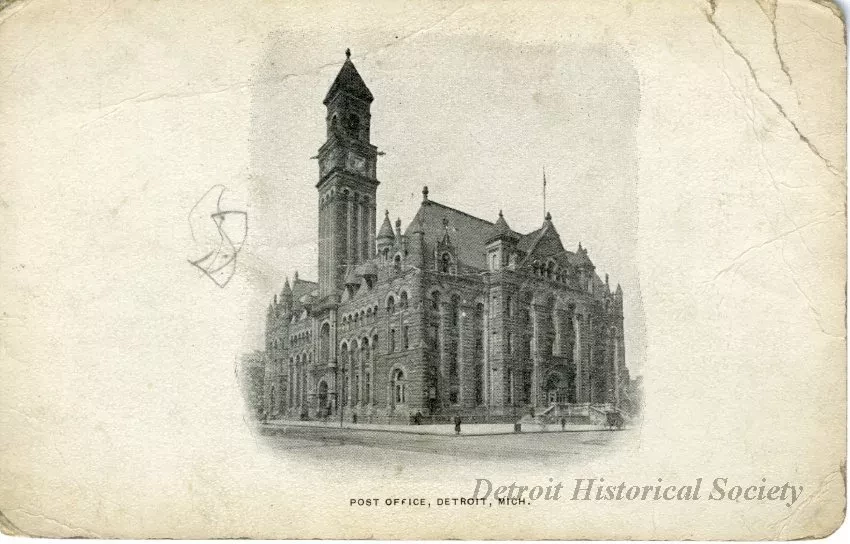Postcard - Post Office, Detroit, Mich.