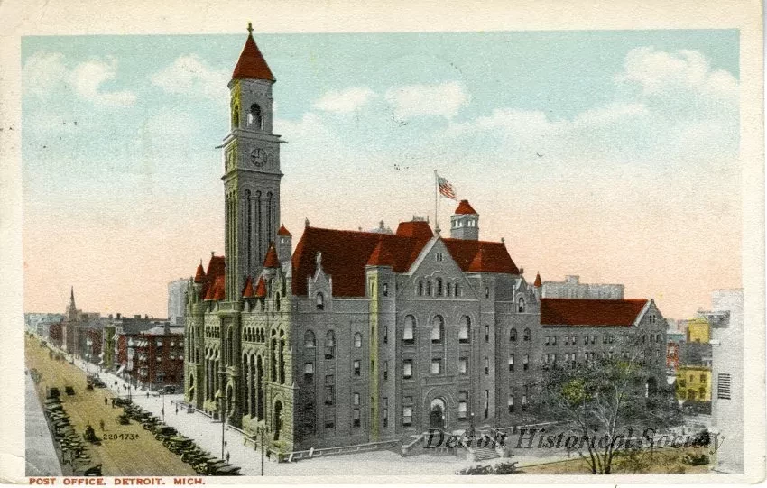 Postcard - Post Office, Detroit, Mich.
