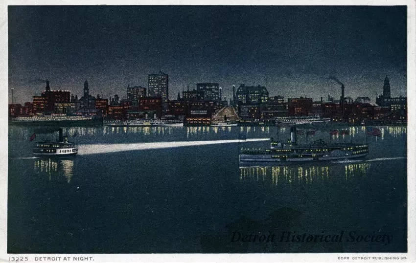 Postcard - Detroit At Night.