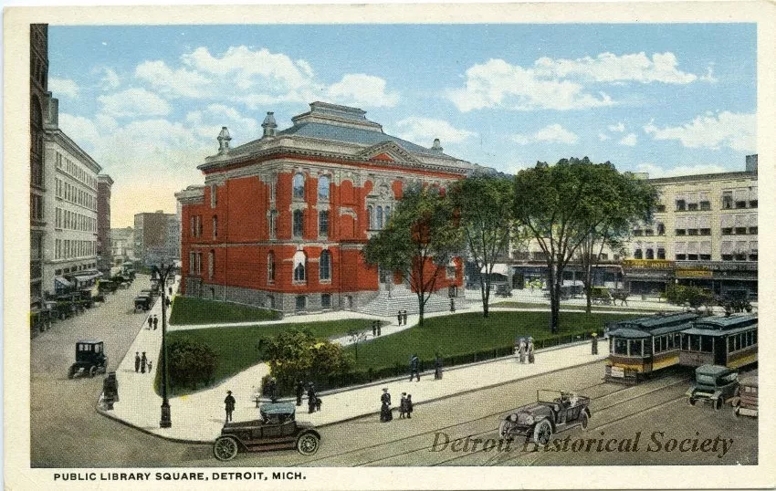 Postcard - Public Library Square, Detroit, Mich. - Public Library Square, Detroit, Mich.