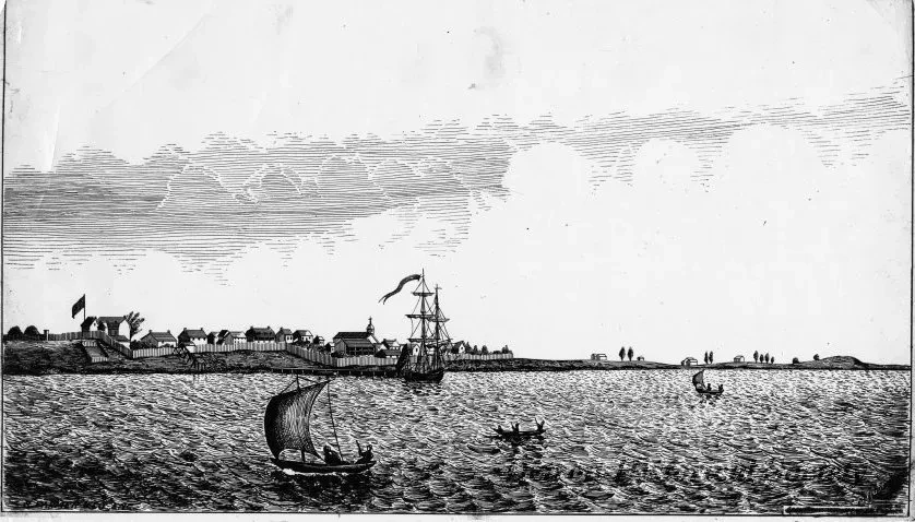 Print - View of Detroit in 1796, from the original painting in Paris