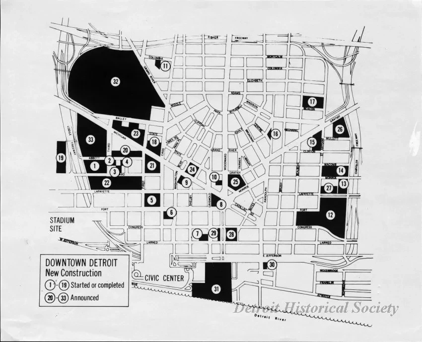Map - Downtown Detroit, New Construction