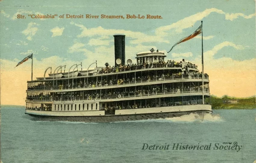 Postcard - Str. "Columbia" of Detroit River Steamers, Bob-Lo Route.