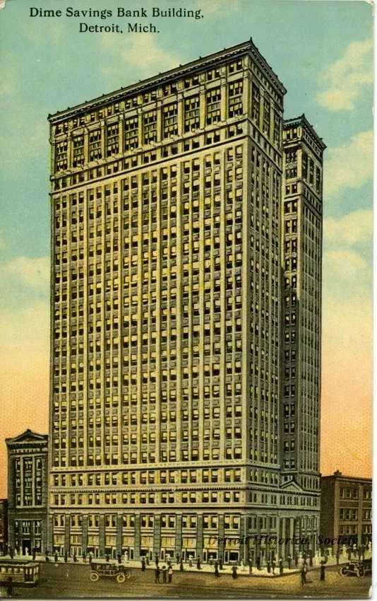 Postcard - Dime Savings Bank Building, Detroit, Mich.