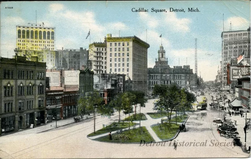 Postcard - Cadillac Square, Detroit, Mich.