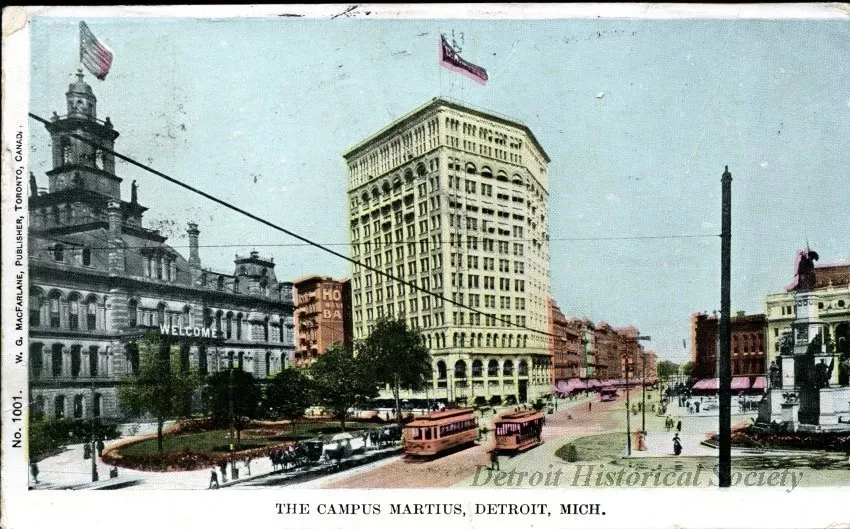 Postcard - The Campus Martius, Detroit, Mich.