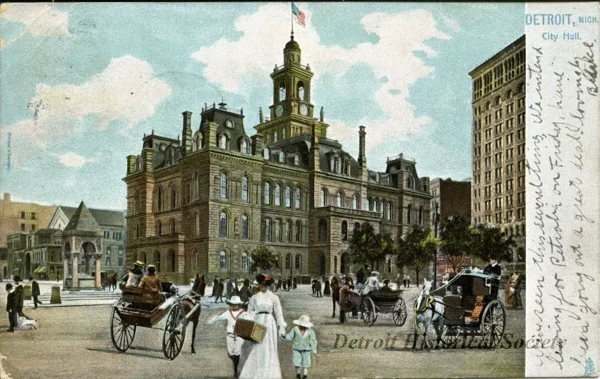 Postcard - Detroit, Mich. City Hall