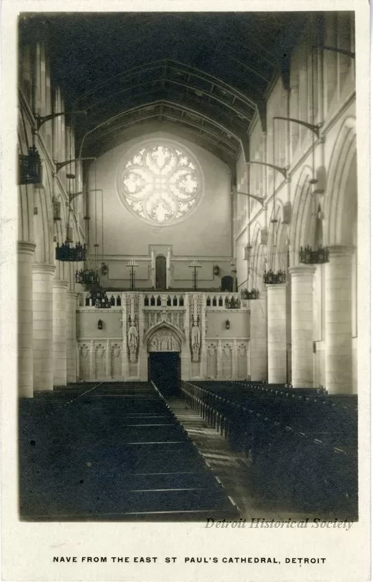 Postcard - Nave from the East, St. Paul's Cathedral, Detroit