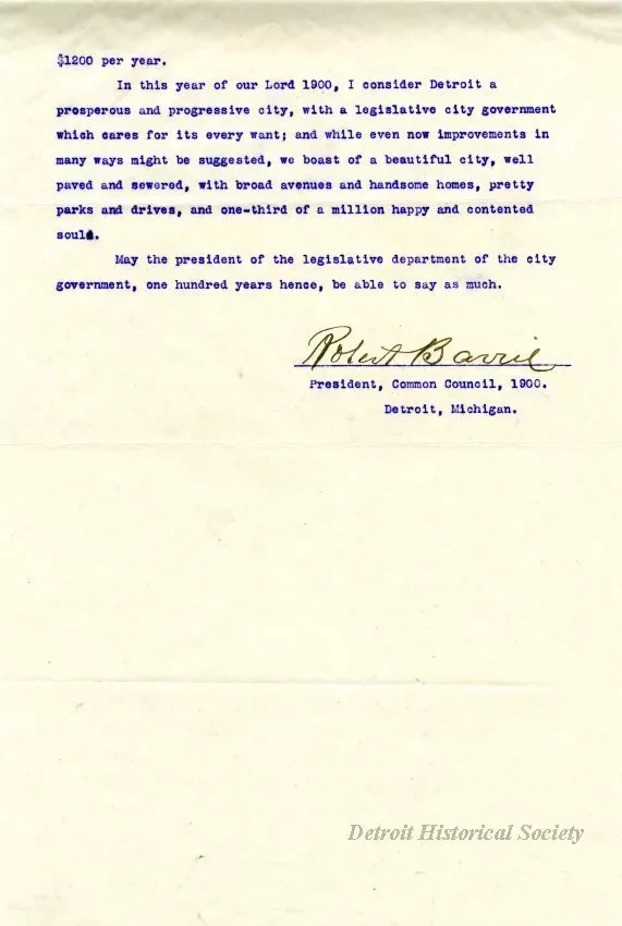 Letter - Our Legislative City Government
[Detroit Common Council]