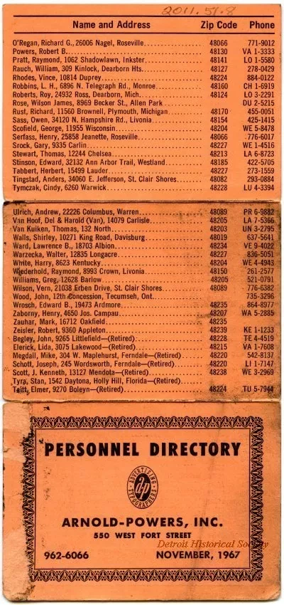 Directory, Telephone - Personnel Directory
Arnold-Powers, Inc.