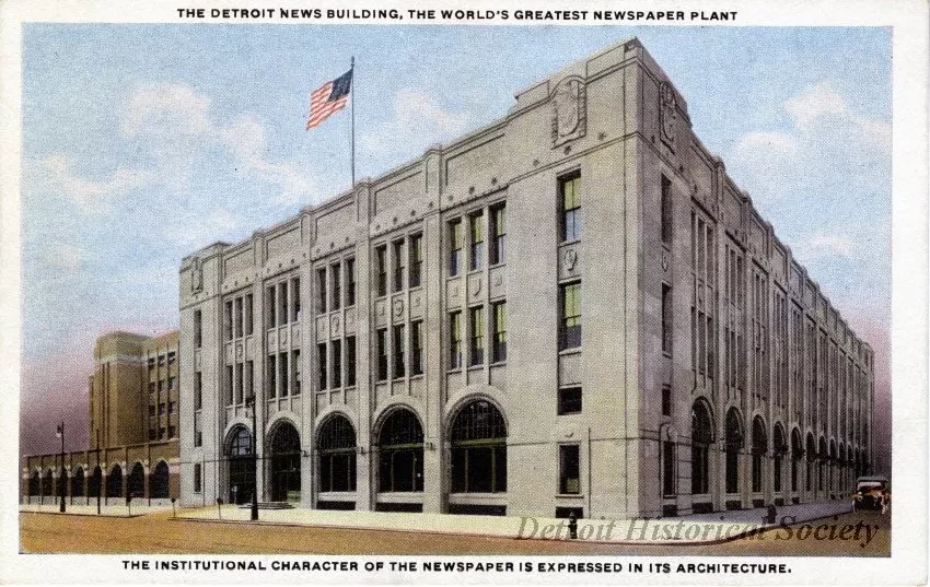 Postcard - The Detroit News Building, The World's Greatest Newspaper Plant