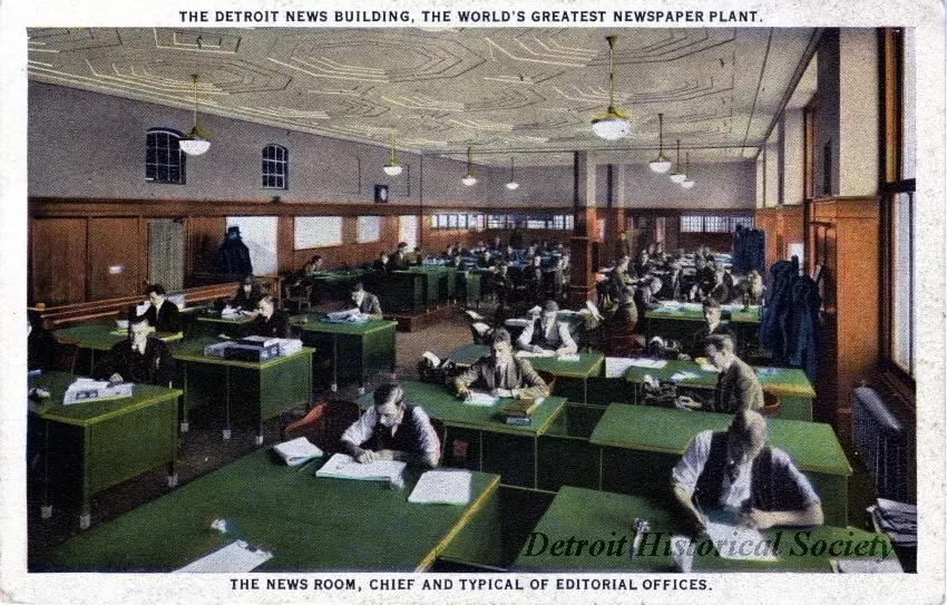 Postcard - The Detroit News Building, The World's Greatest Newspaper Plant