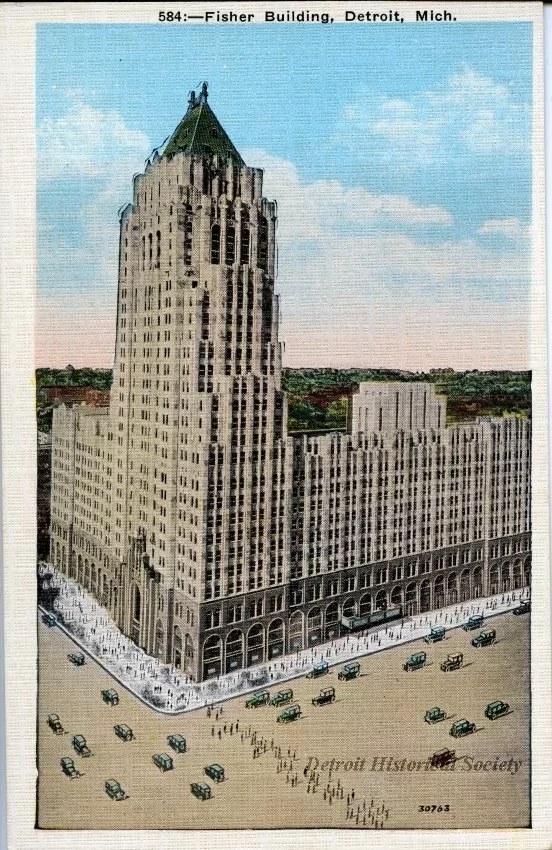Postcard - Fisher Building, Detroit, Mich.