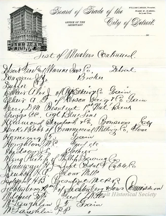 Roster - Board of Trade of the City of Detroit