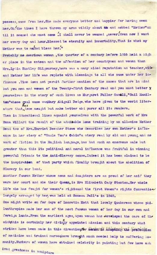 Letter - The American Mother of the Nineteenth Century