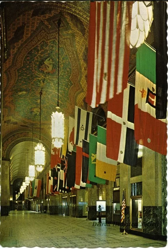 Postcard - Fisher Building Arcade of Flags - Fisher Building