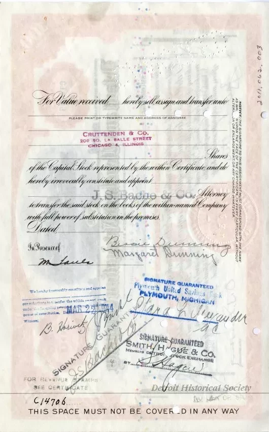 Certificate, Stock