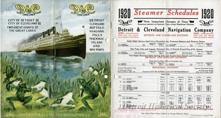 Booklet - 1920 Steamer Schedules