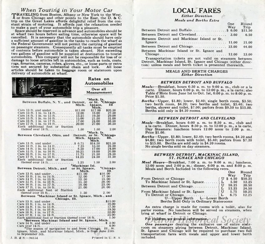 Brochure - D&C Lake Lines, Detroit, Cleveland, Buffalo, Niagara Falls, Mackinac Island, Chicago