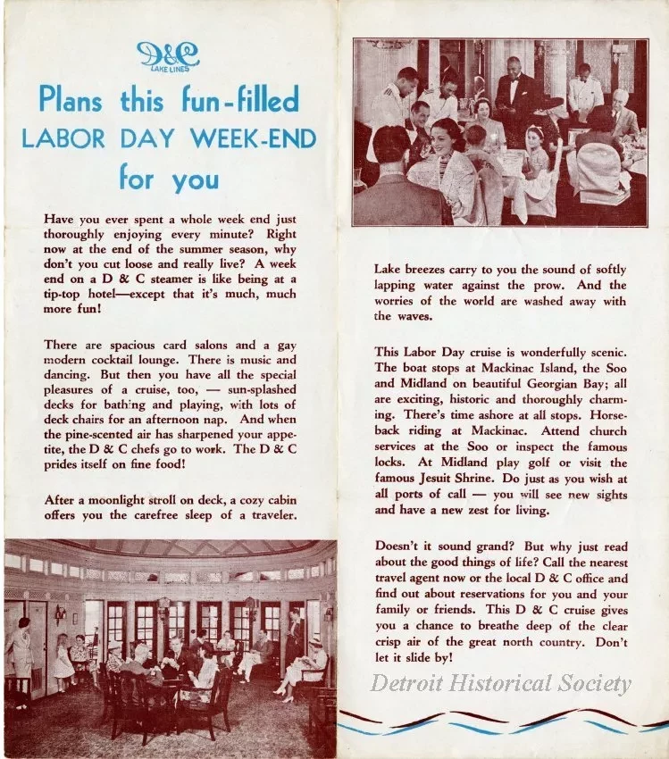 Brochure - D&C Lake Lines Big Labor Day Week-End Cruise