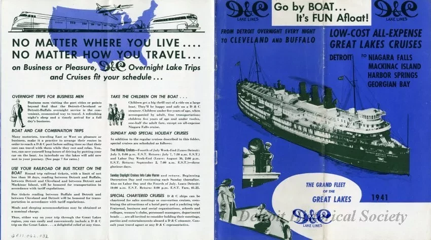 Booklet - Low-Cost All-Expense Great Lakes Cruises, Detroit to Niagara Falls, Mackinac Island, Harbor Springs, Georgian Bay