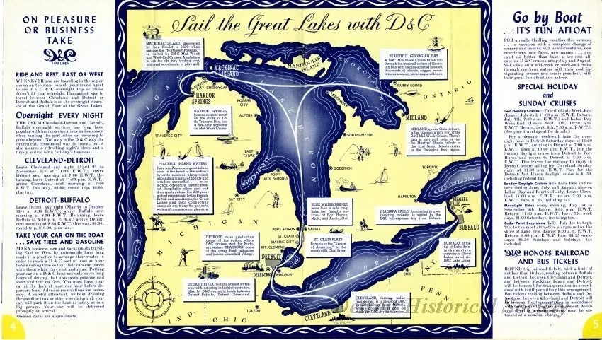 Booklet - D&C Lake Lines Low Cost All-Expense Romance Cruises to Mackinac Island, Harbor Springs, Georgian Bay