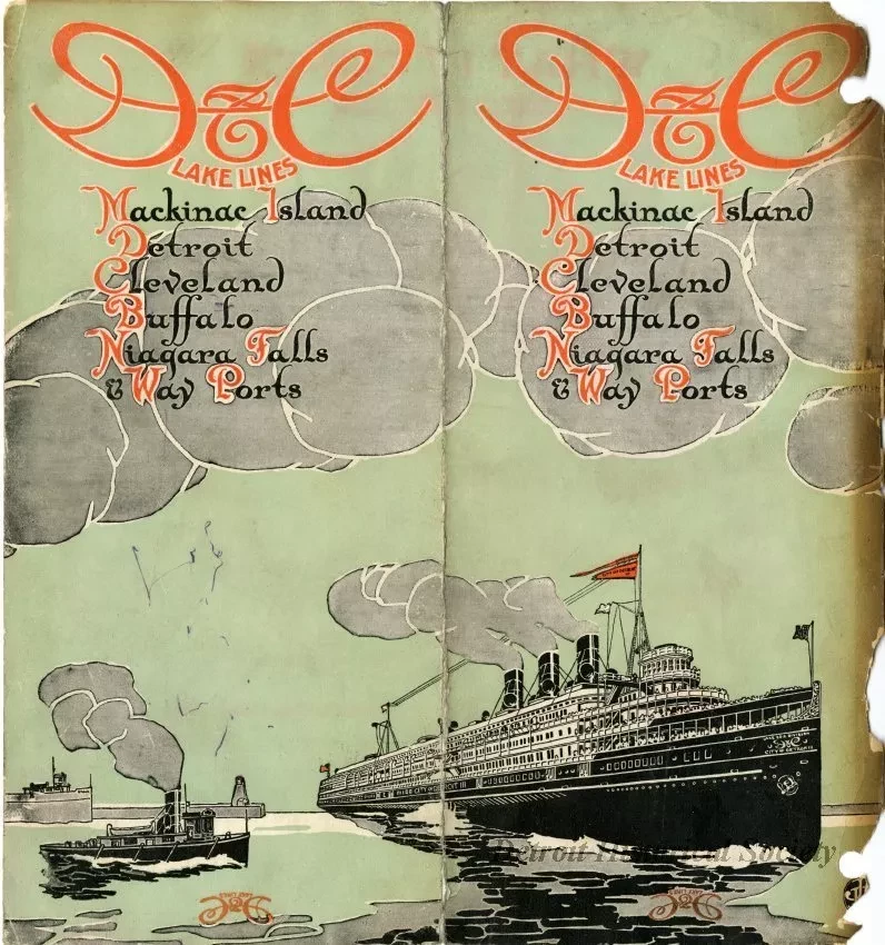 Brochure - D&C Lake Lines, Mackinac Island, Detroit, Cleveland, Buffalo, Niagara Falls, and Way Ports