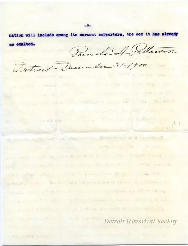 Letter - The Growth of the Woman's [Women's] Club Movement