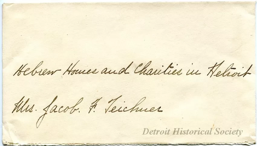 Envelope - Hebrew Homes and Charities in Detroit
