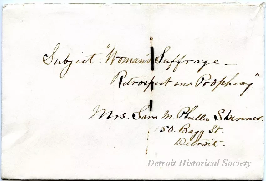 Envelope - Woman's Suffrage - Retrospect and Prophecy