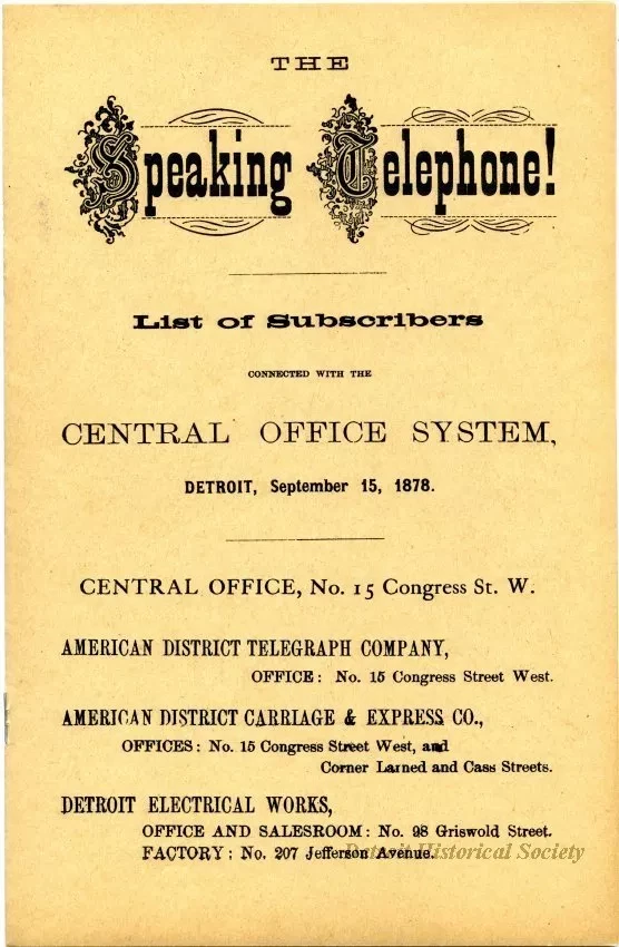 Directory, Telephone - The Speaking Telephone!
List of Subscribers connected with the Central Office System