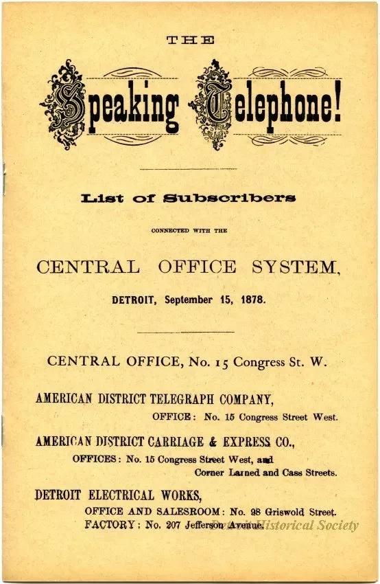Directory, Telephone - The Speaking Telephone!
List of Subscribers connected with the Central Office System