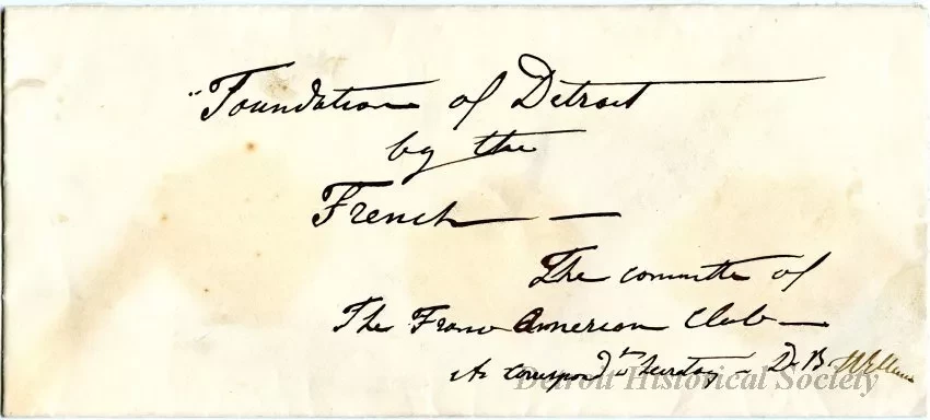 Envelope - Foundation of Detroit by the French