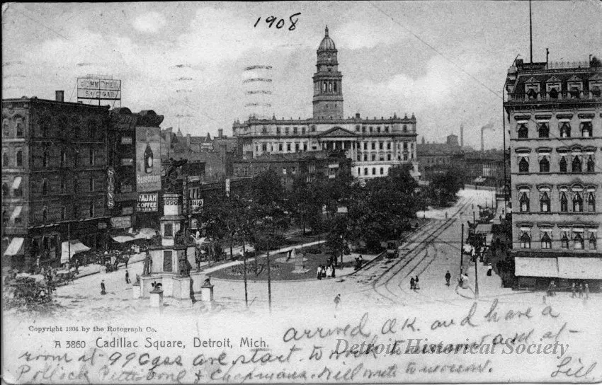 Postcard - Cadillac Square, Detroit, Mich.