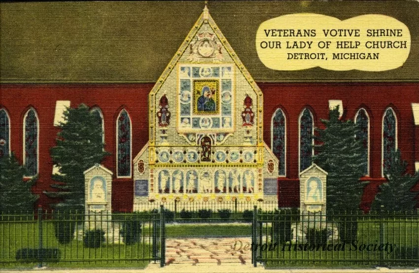 Postcard - Veterans Votive Shrine, Our Lady of Help Church, Detroit, Michigan