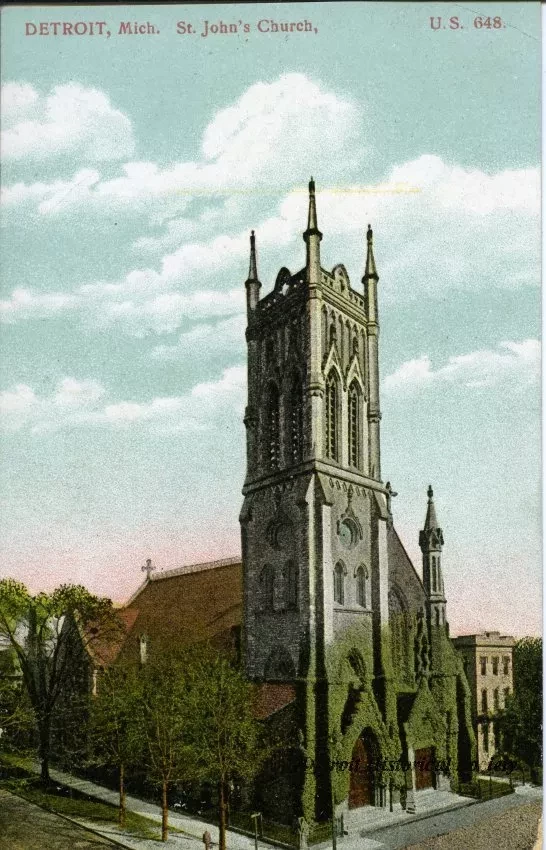 Postcard - St. John's Church, Detroit, Mich.