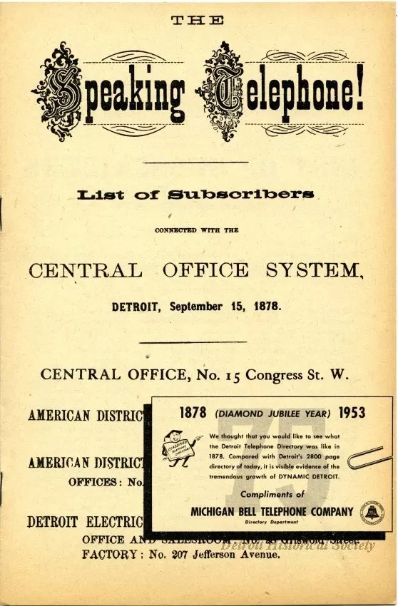 Directory, Telephone - The Speaking Telephone!
List of Subscribers connected with the Central Office System
