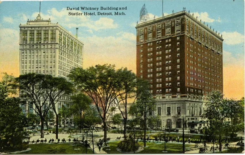 Postcard - David Whitney Building and Statler Hotel, Detroit, Mich.