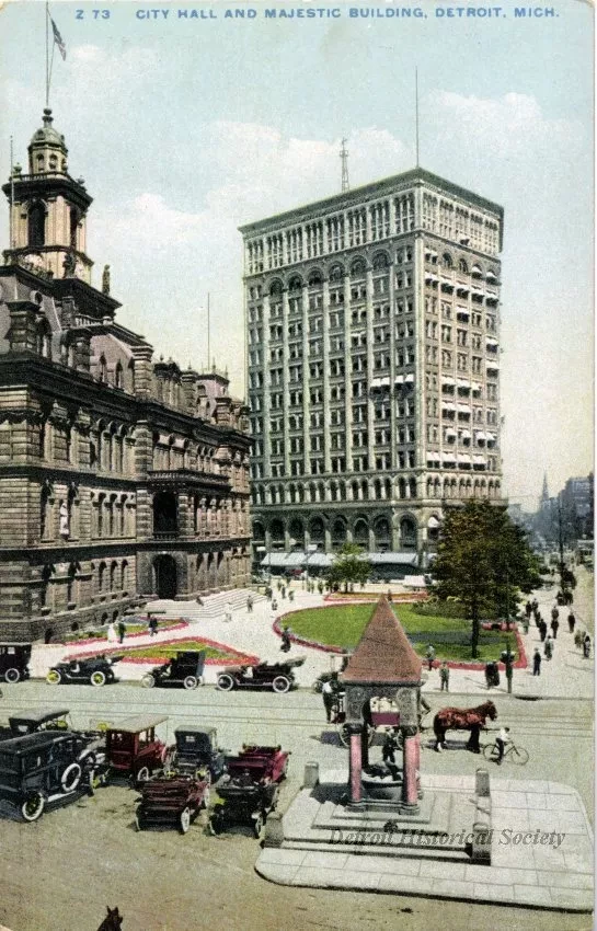 Postcard - City Hall and Majestic Building, Detroit, Mich.