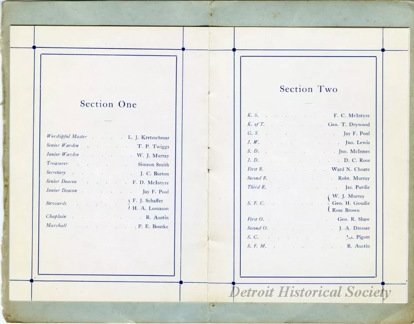 Program - Zion Lodge No. 1 F. & A.M. Past Master's Night, February 21, 1912