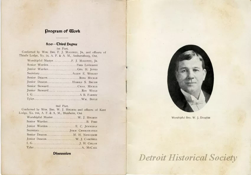 Program - Great Western Lodge No. 47 A.F. & A.M., Lodge of Instruction 1912