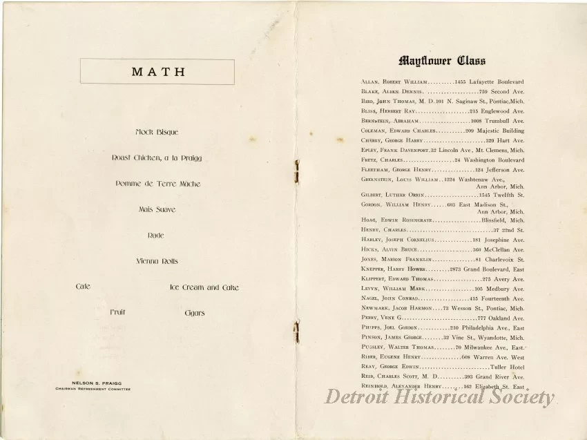 Program - Mayflower Class, May, 1913