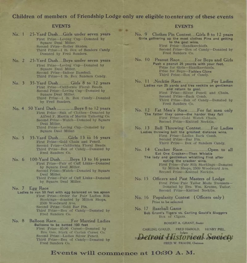Program - Children's Excursion to Bob-Lo